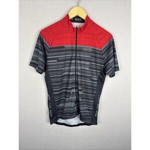Gore Bike Wear Cycling Jersey Men’s L Red Gray Full Zip Short Sleeve